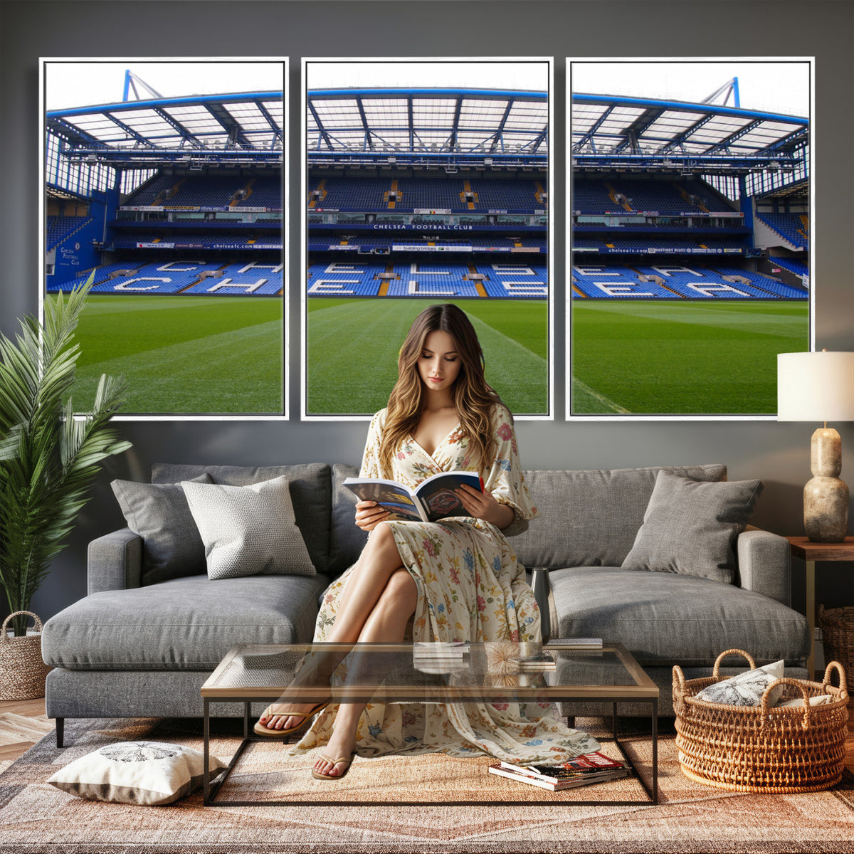 38616413CHELSA-MGV-CV-36X24 - Stamford Bridge Chelsea Football Stadium Canvas Wall Art