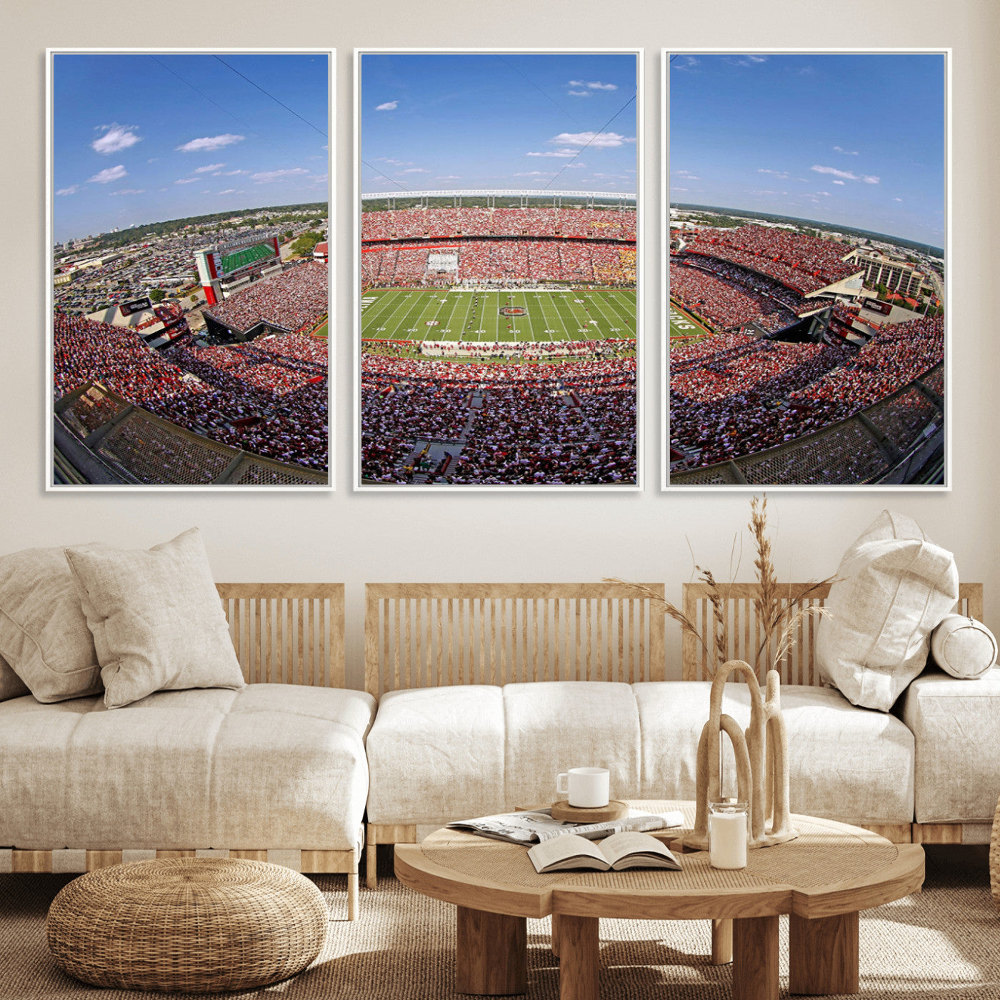 29492070-MGV-FC-60X30-3P - William Brice Stadium Wall Art Canvas Print – Stadium Crowd Sports Field Outdoor Event Football Game Artwork for Home Office
