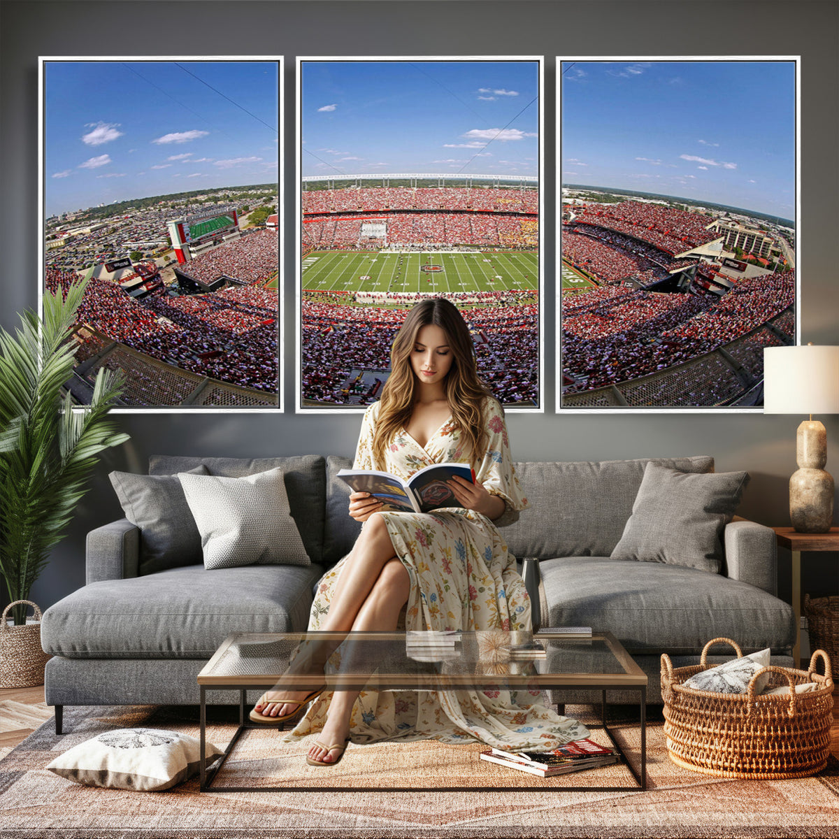 29492070-MGV-CV-36X24 - William Brice Stadium Wall Art Canvas Print, Stadium Crowd on Football Game Day