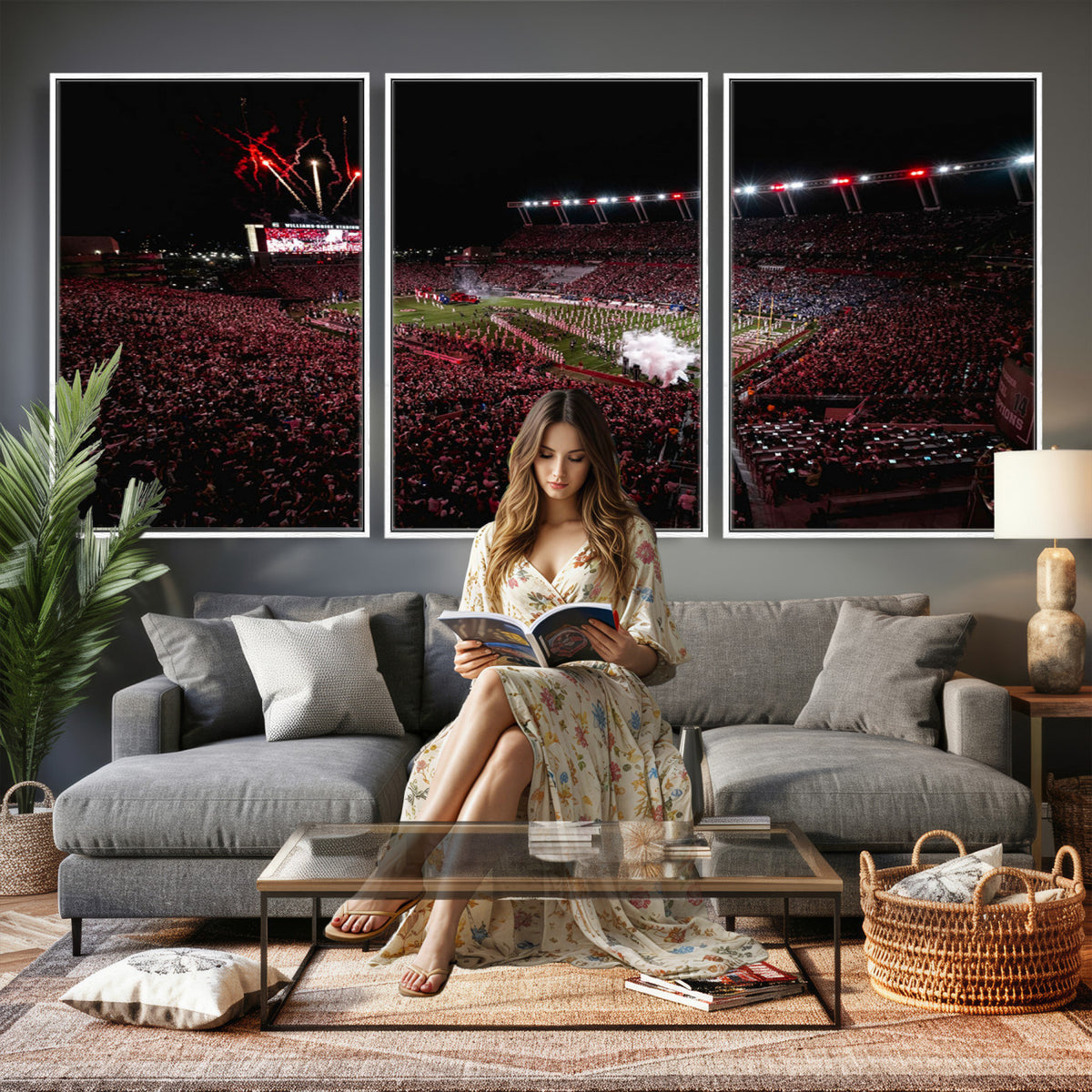 60690191-MGV-CV-36X24 - William Brice Stadium Wall Art Print, Baseball Game Room