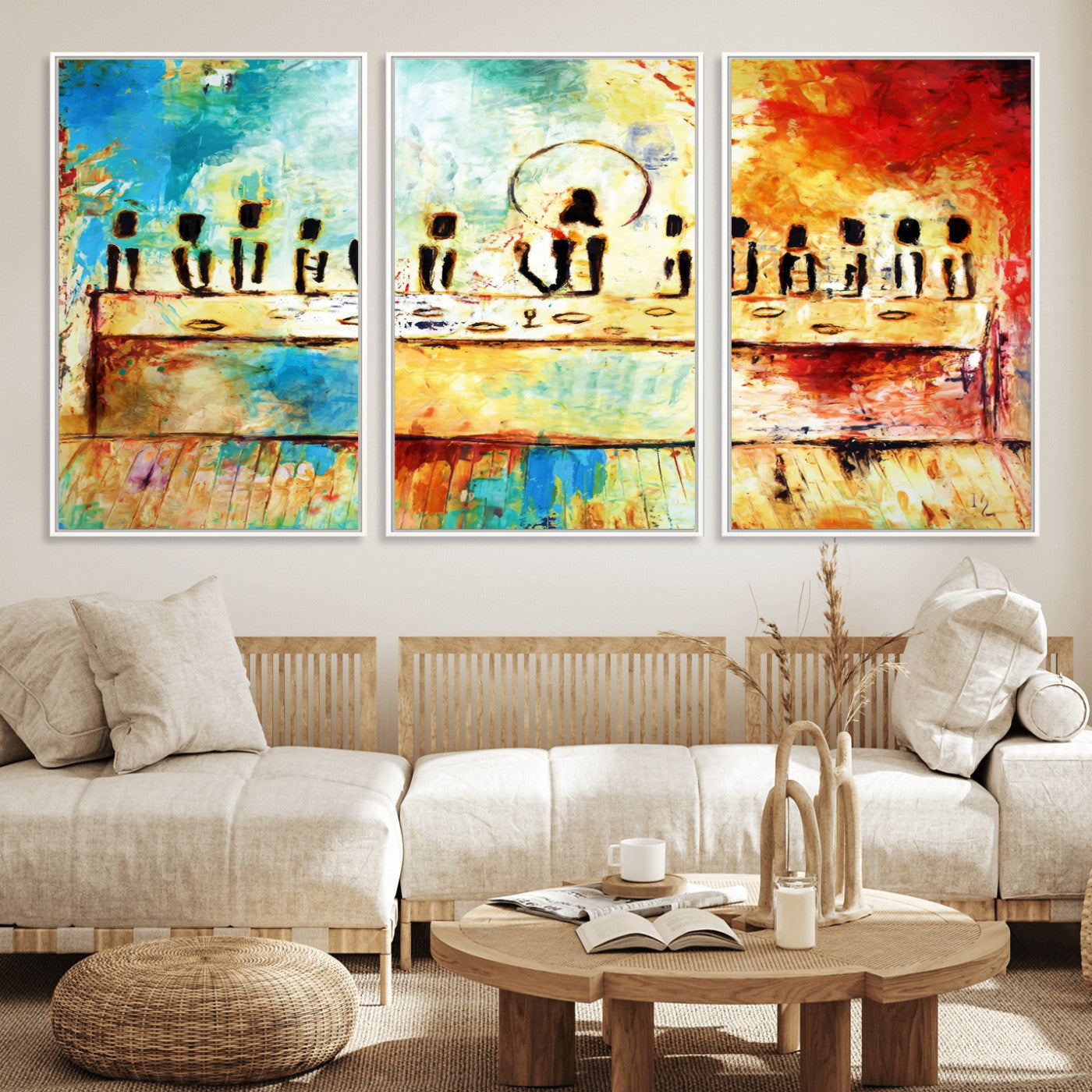 MGV-FC-60X30-3P - Abstract Last Supper with Apostles Wall Art Canvas Print