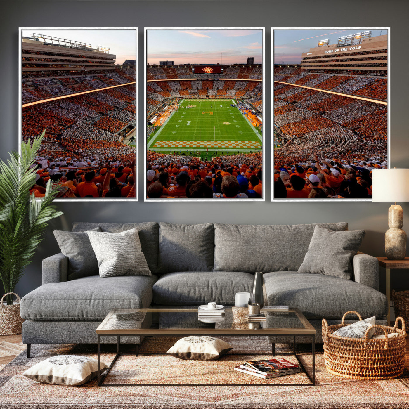 37160229-MGV-CV-36X24 - Tennessee Neyland Stadium Wall Art, Sports Arena Canvas Print, Panoramic Stadium Canvas Artwork for Home, Office