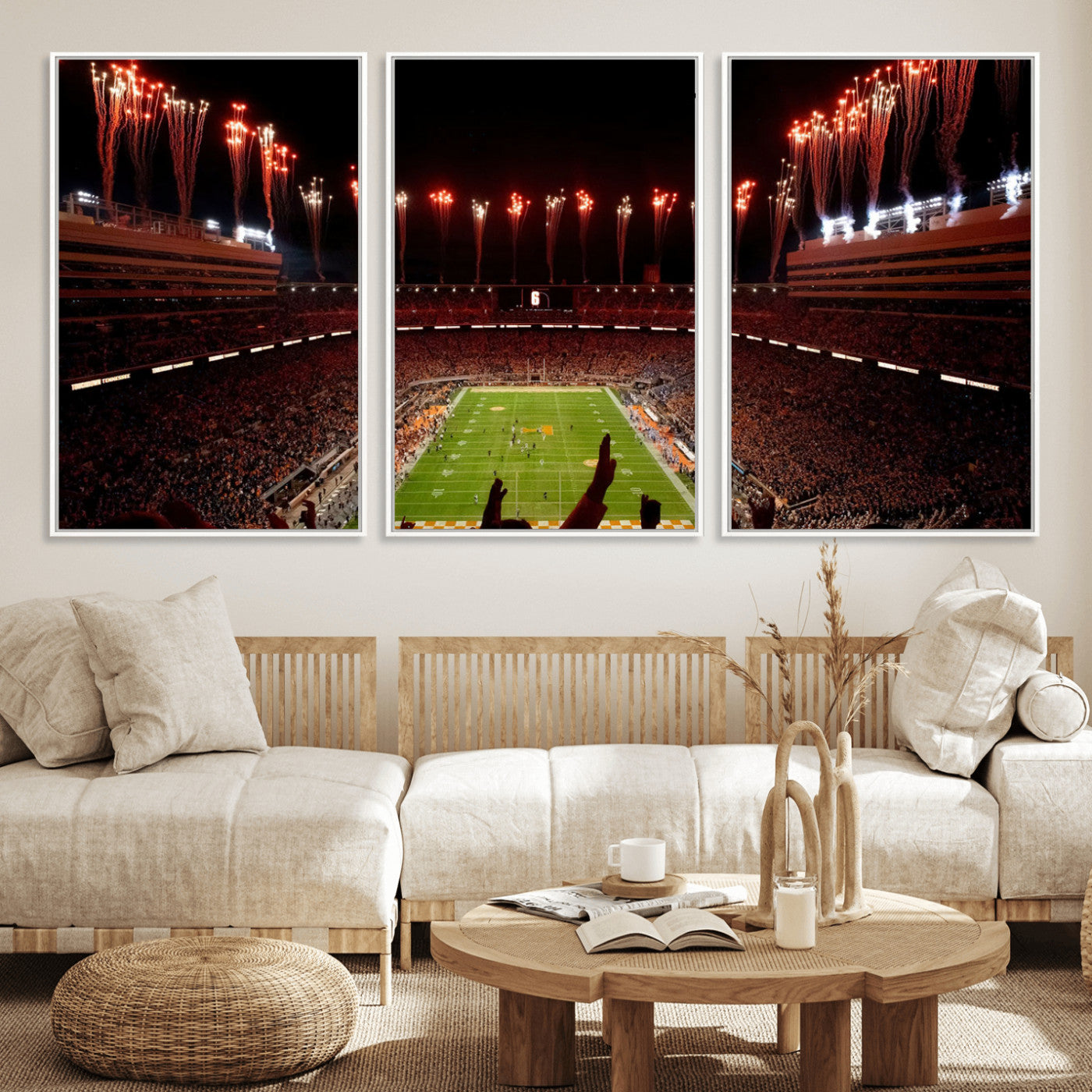 73358115-MGV-FC-60X30-3P - Tennessee Neyland Stadium Wall Art, Sports Arena Canvas Print, Panoramic Stadium Canvas Artwork for Home, Office