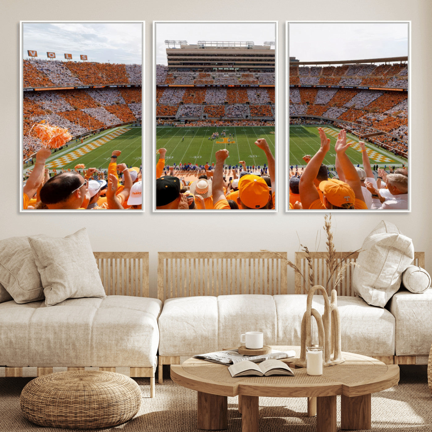 76011417-MGV-FC-60X30-3P - Tennessee Neyland Stadium Wall Art, Sports Arena Canvas Print, Panoramic Stadium Artwork for Home, Office