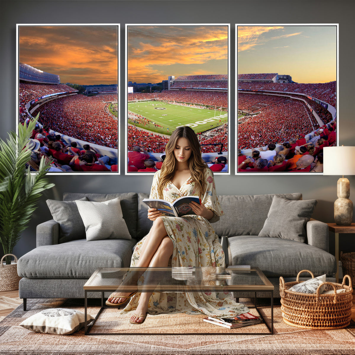 73680988-MGV-CV-36X24 - Dooley Stadium Wall Art, Sports Arena Canvas Print, Dooley Field, Framed and Ready to Hang