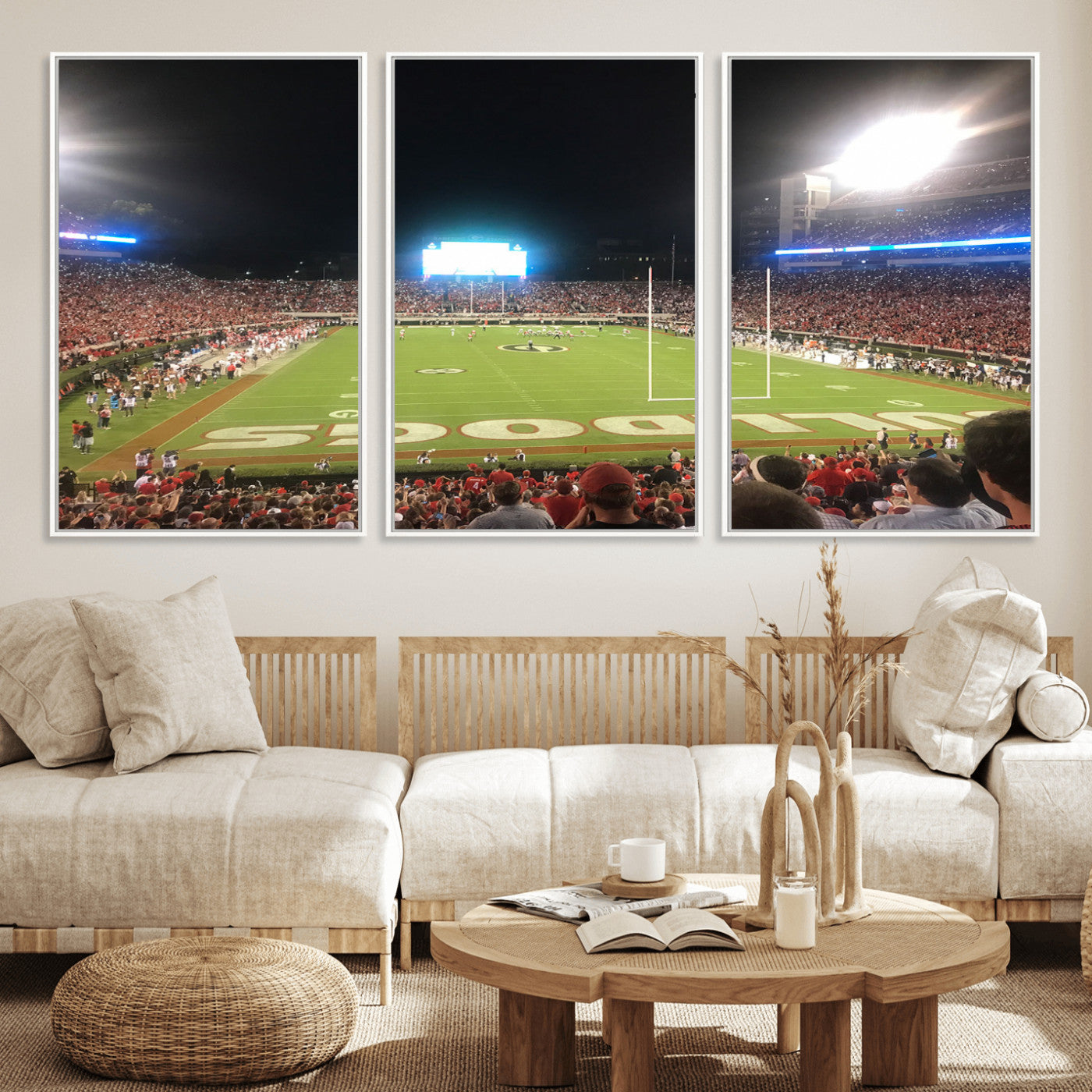 MGV-FC-60X30-3P - Dooley Stadium Wall Art Print, Sports Arena Canvas Wall Art, Panoramic Stadium Canvas Print, Modern