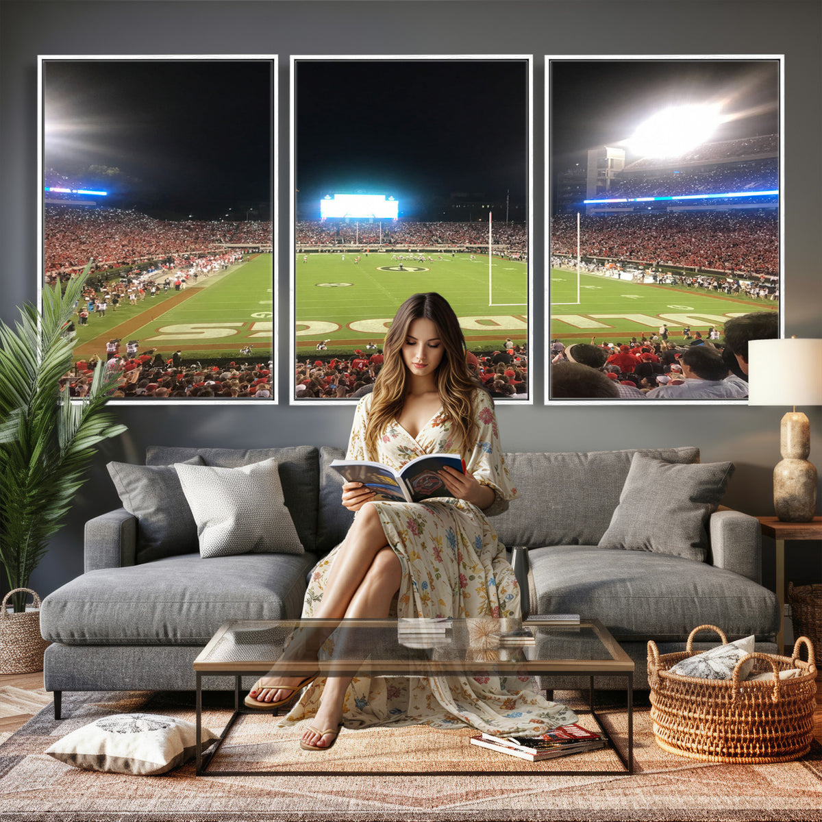 16230786-MGV-CV-36X24 - Dooley Stadium Wall Art, Sports Arena Panoramic Canvas Print, Modern Stadium Landscape Artwork for Home, Office