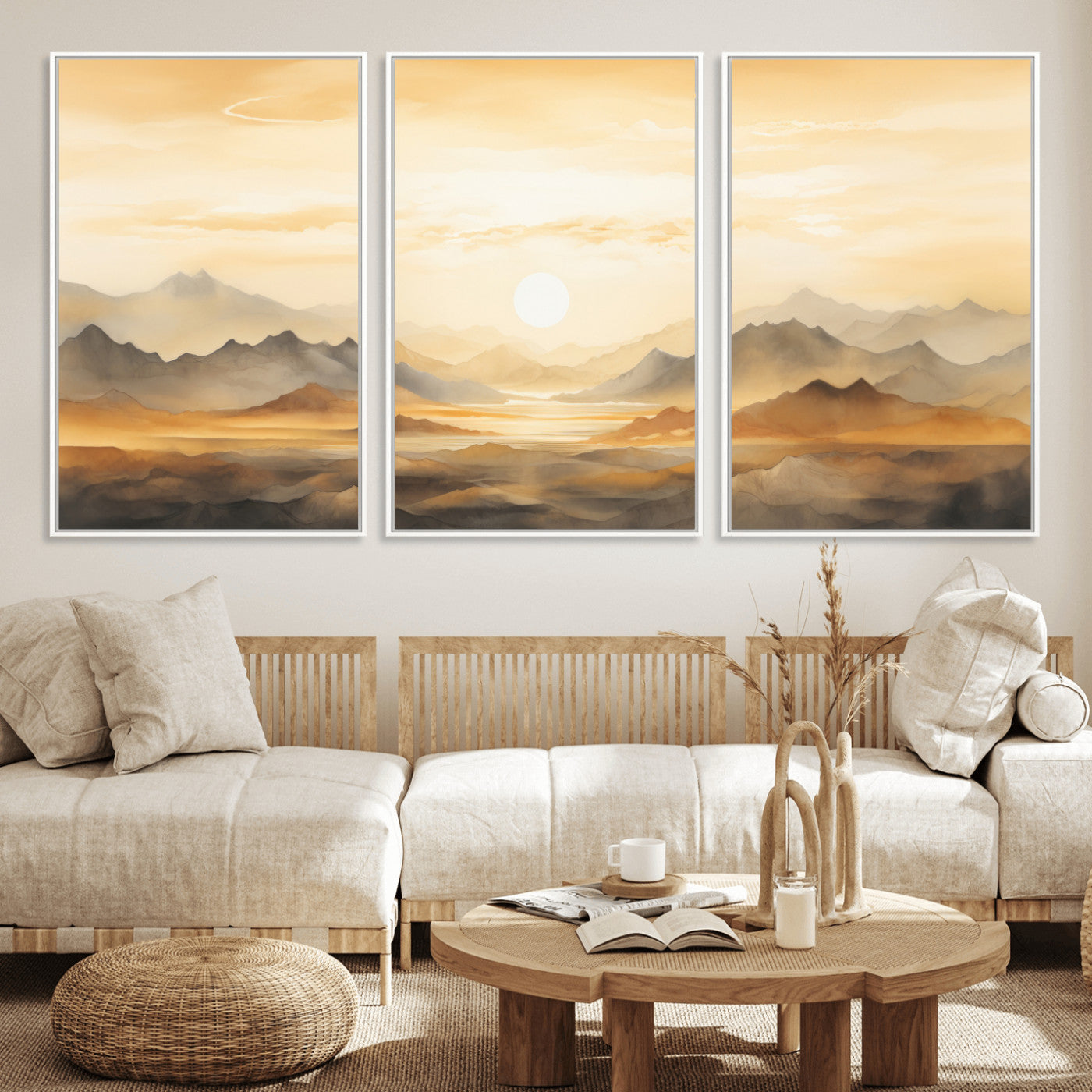 Nihat1-29-MGV-CV-36X24-Sepia Color Abstract Mountain Wall Art Canvas Print