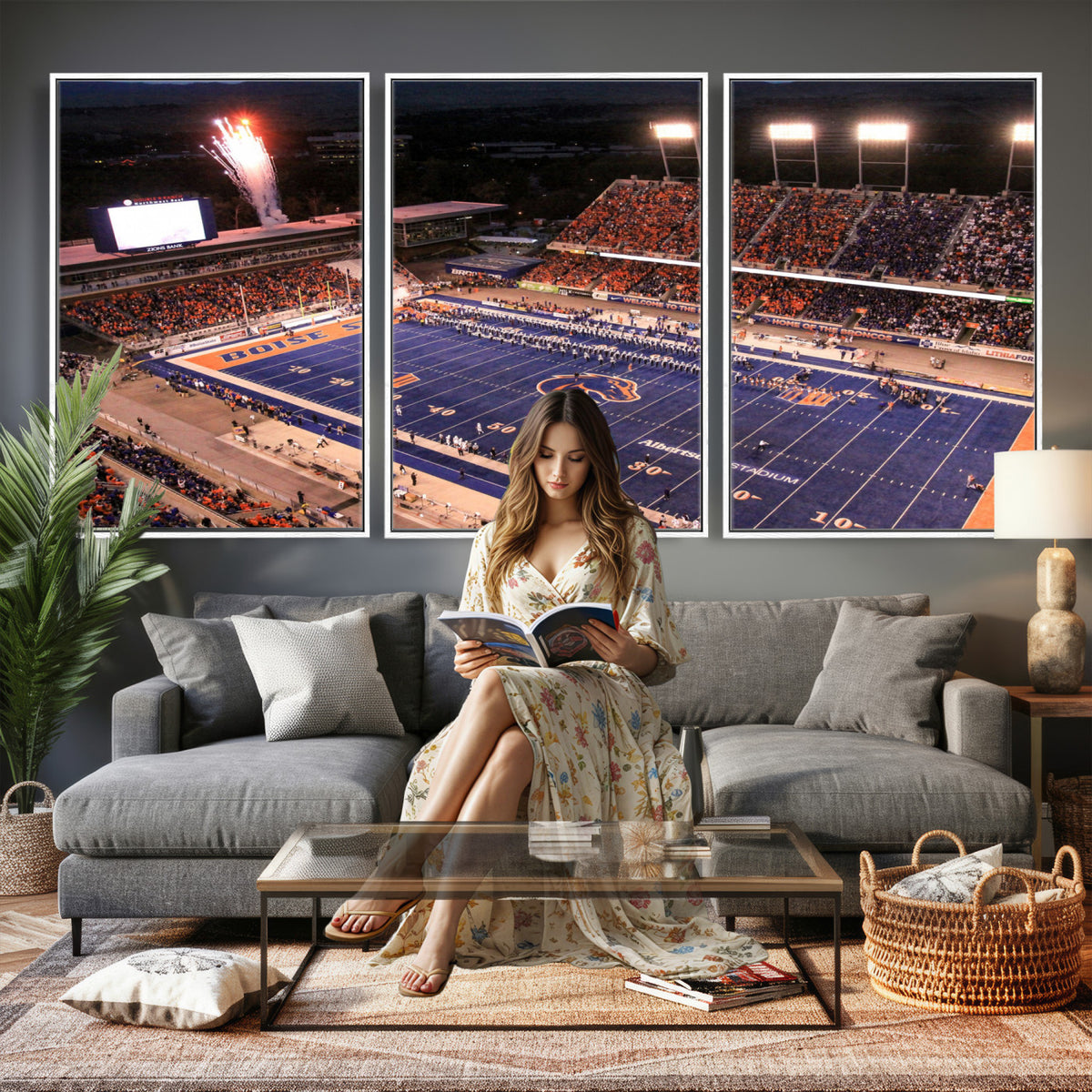 BS1001S-MGV-CV-36X24 - Boise State Broncos Albertsons Stadium Wall Art Canvas Print