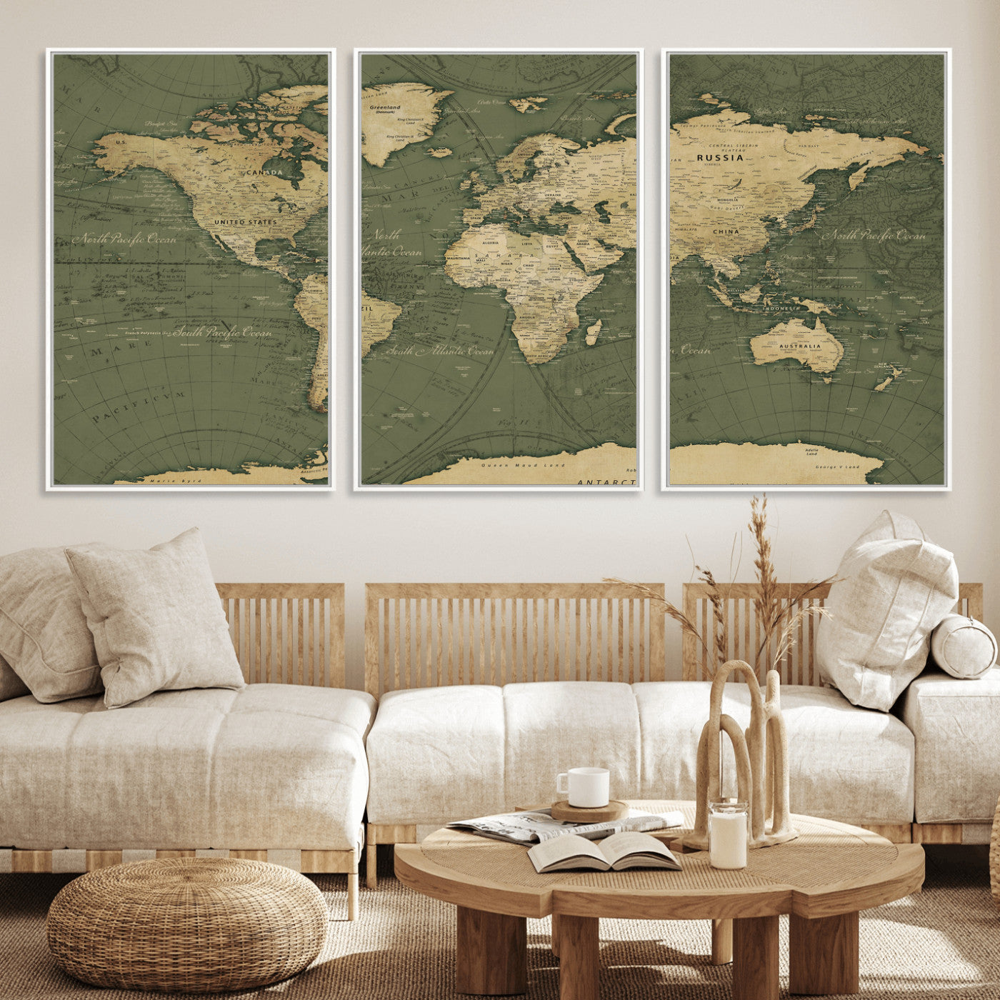 75846040-MGV-CV-36X24 - World Map Wall Art Canvas Print, Modern Decorative Framed Map Artwork Prints for Living Room, Office, Bedroom Wall Decor