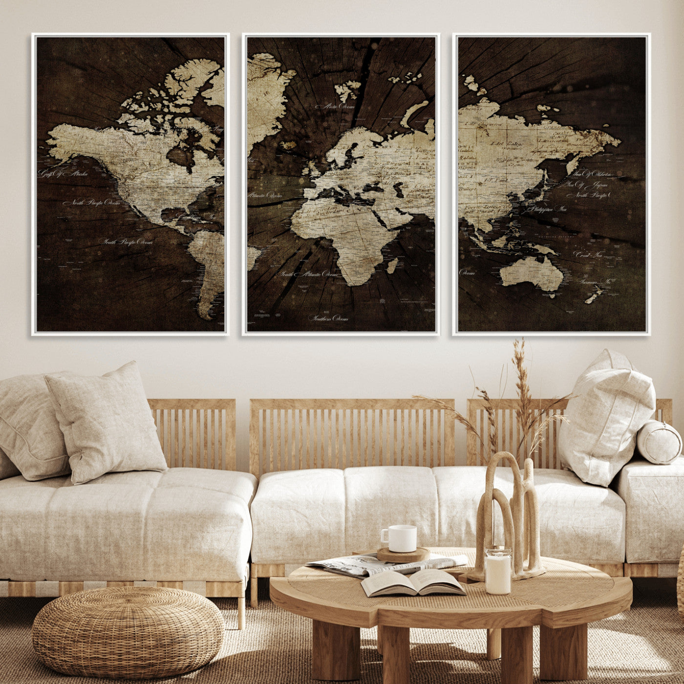 40991509-MGV-CV-36X24 - World Map Wall Art Canvas Print, Modern Decorative Framed Map Artwork Prints for Living Room, Office, Bedroom Wall Decor