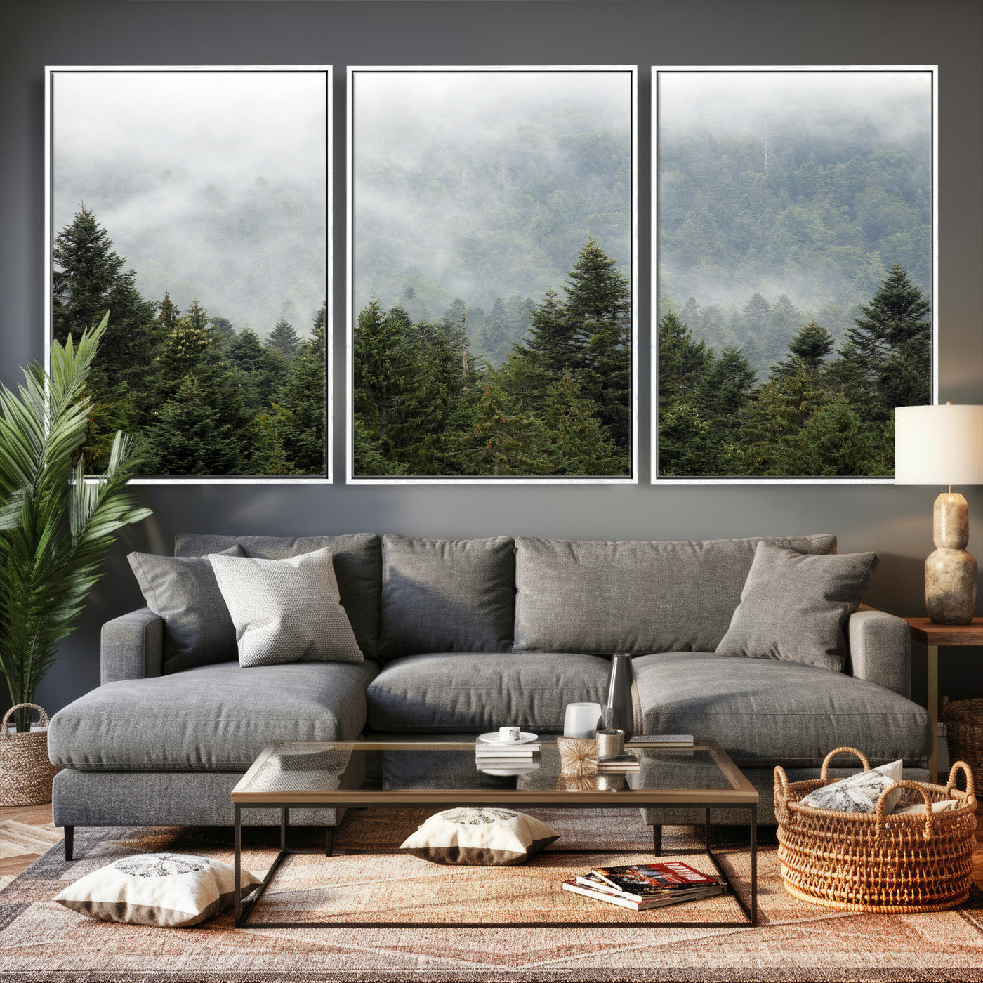 37010054-MGV-CV-36X24 - Misty Mountain Forest Wall Art Canvas Print
