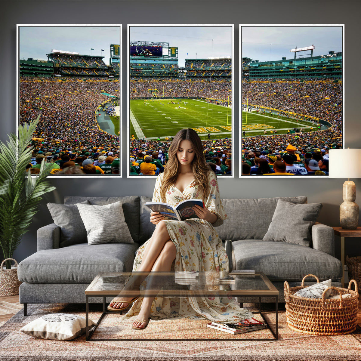 56521752-MGV-CV-36X24 - Green Bay Packers Stadium Wall Art Canvas Print, Lambeau Field