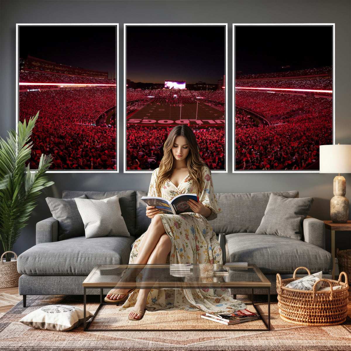 76277124-MGV-CV-36X24 - Sanford Stadium Wall Art Canvas Print – Georgia Bulldogs Football Artwork Print for Home, Office, and Sports Room Decor