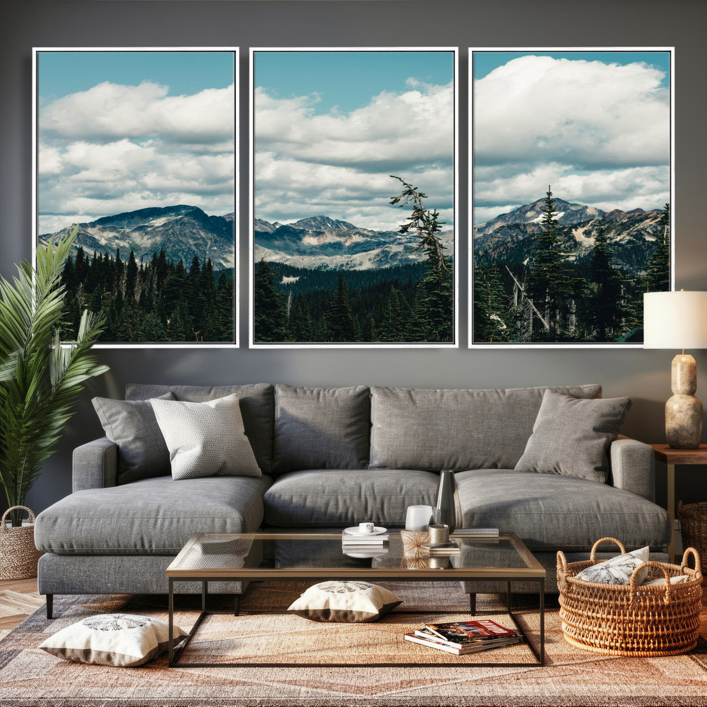 30416773-MGV-CV-36X24 - Mountain Forest Wall Art Canvas Print, Alpine Pine Tree Landscape Photography, Scenic Wilderness Mountain View, Nature Wall Decor