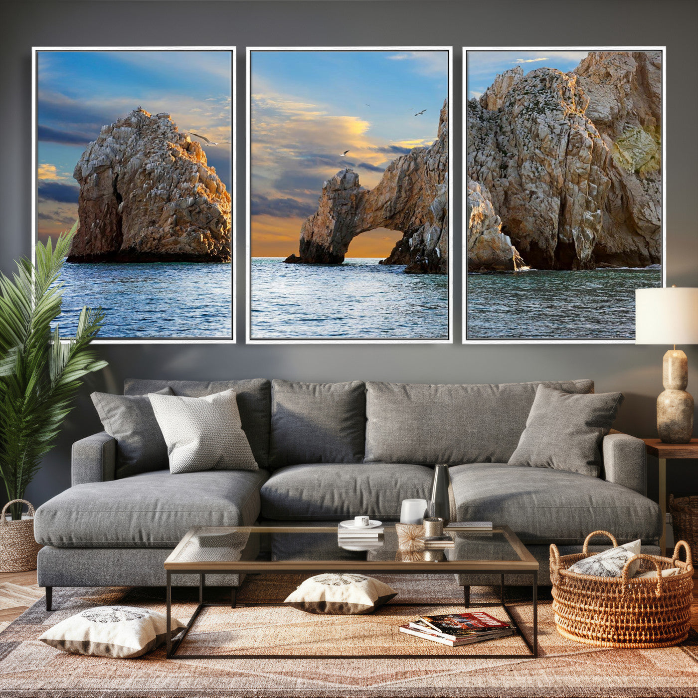 63505689-MGV-CV-36X24 - El Arco Cabo San Lucas Ocean Arch Wall Art Canvas Print, Baja California Rock Arch Seascape Canvas Print, Mexico Coastal Landmark Scenic Art Printing