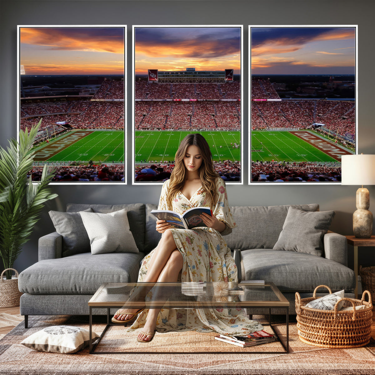51457497-MGV-CV-36X24 - Oklahoma Sooners Stadium Wall Art Canvas Print, College Football Decor