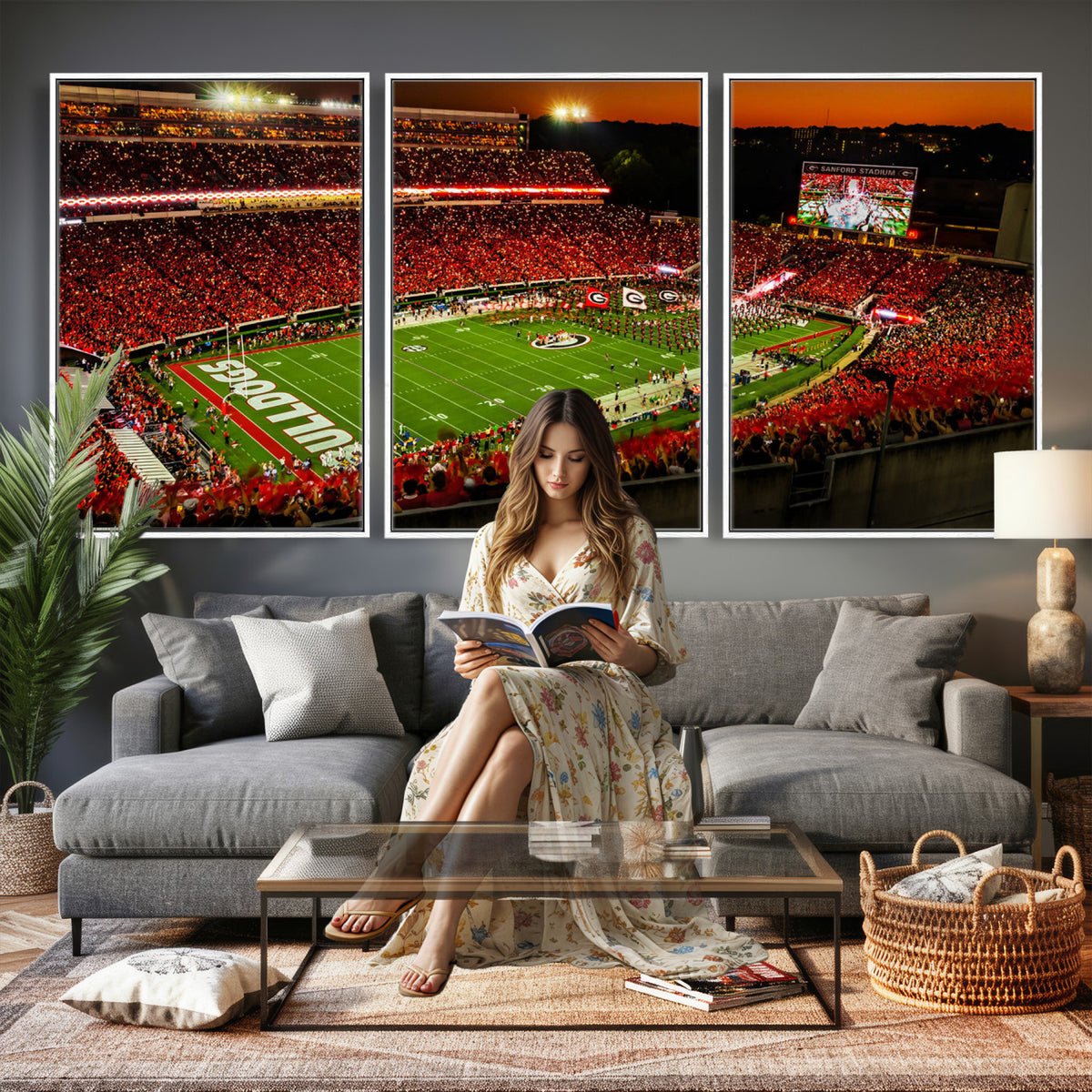 48894104-MGV-CV-36X24 - Georgia Bulldogs Stadium Wall Art Canvas Print, Sanford Stadium
