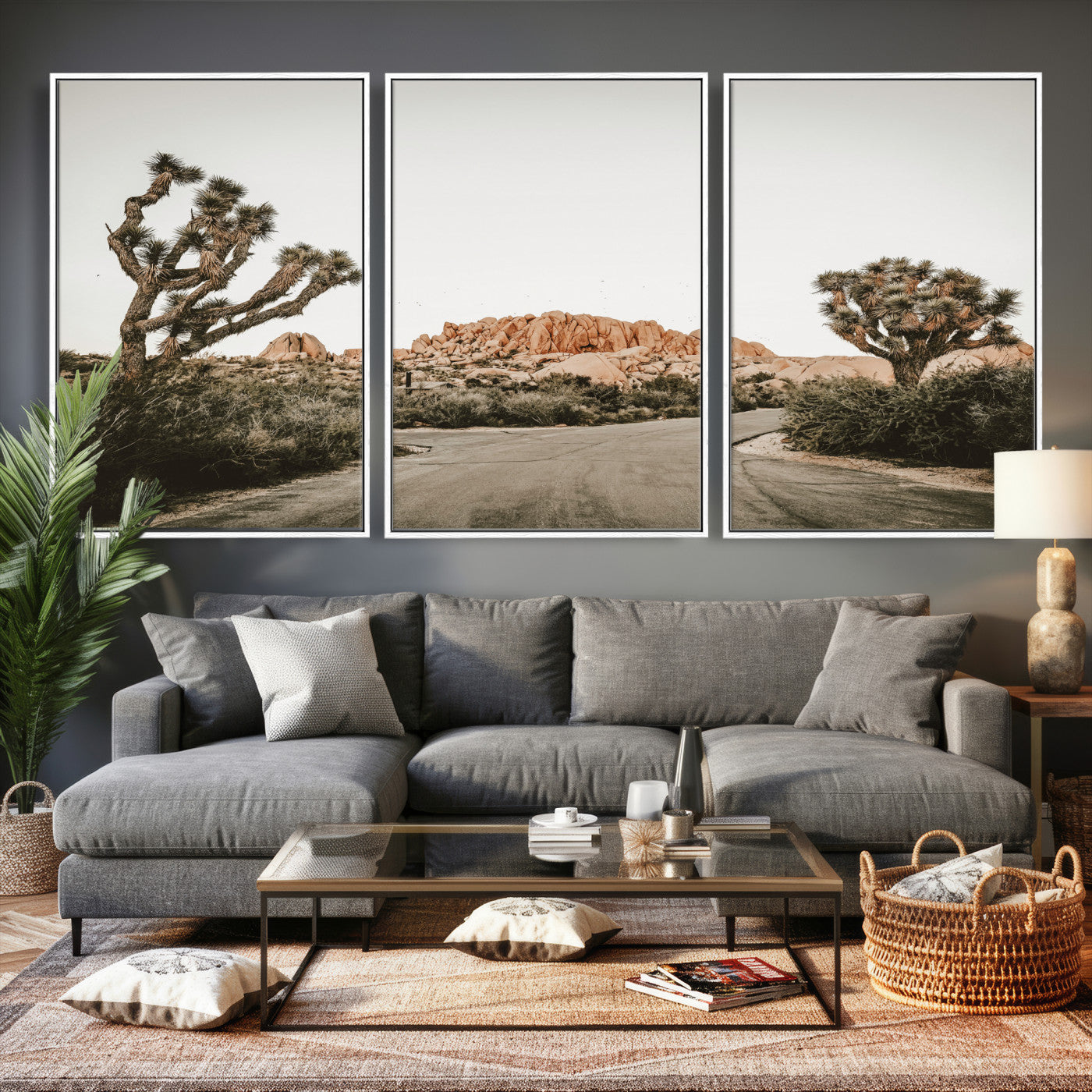 97248544-MGV-CV-36X24 - Joshua Tree Desert Wall Art Canvas Print, Minimal Southwestern Landscape Nature Wall Decor for Modern and Boho Interiors