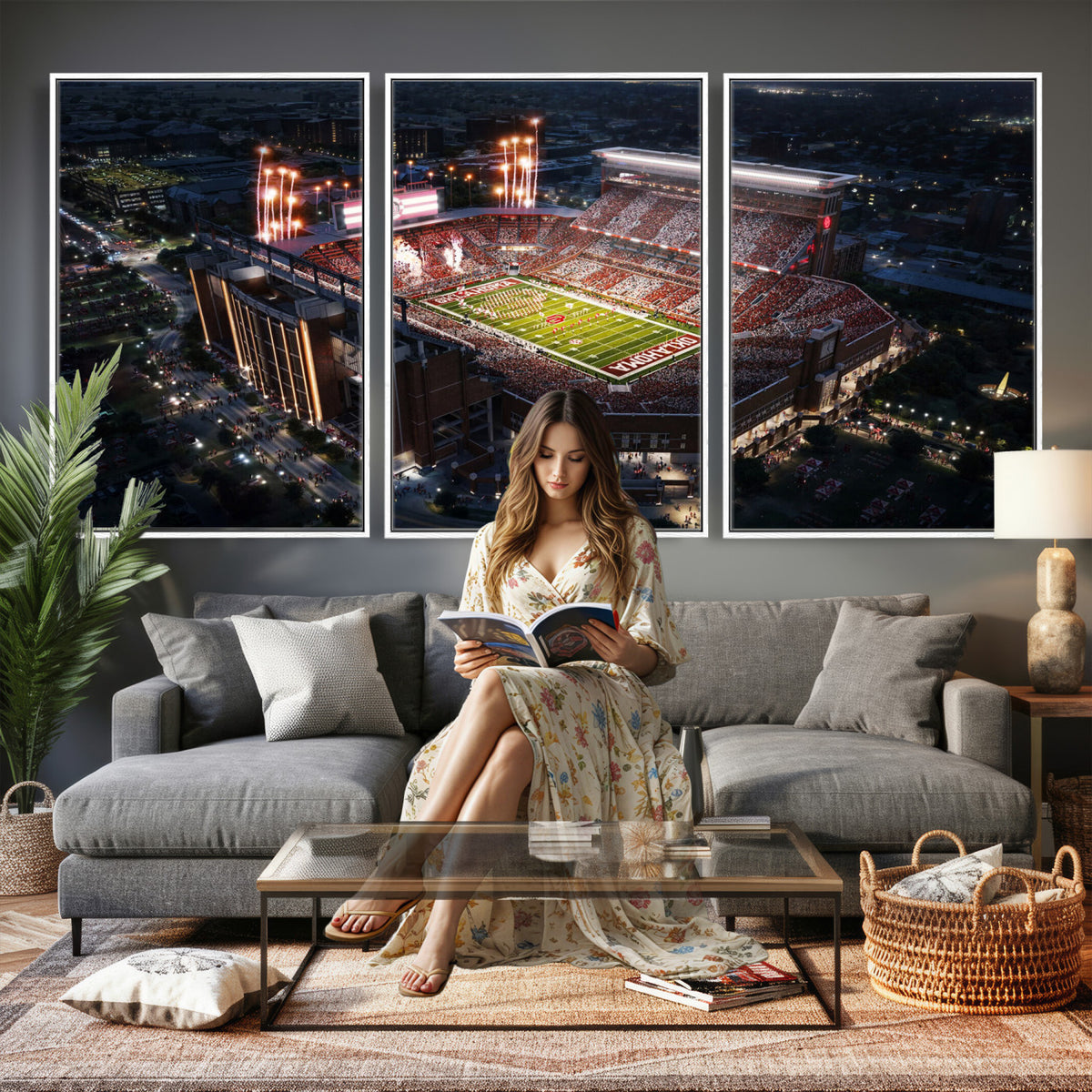 16867141-MGV-CV-36X24 - Oklahoma Memorial Stadium, Gaylord Memorial Stadium Wall Art