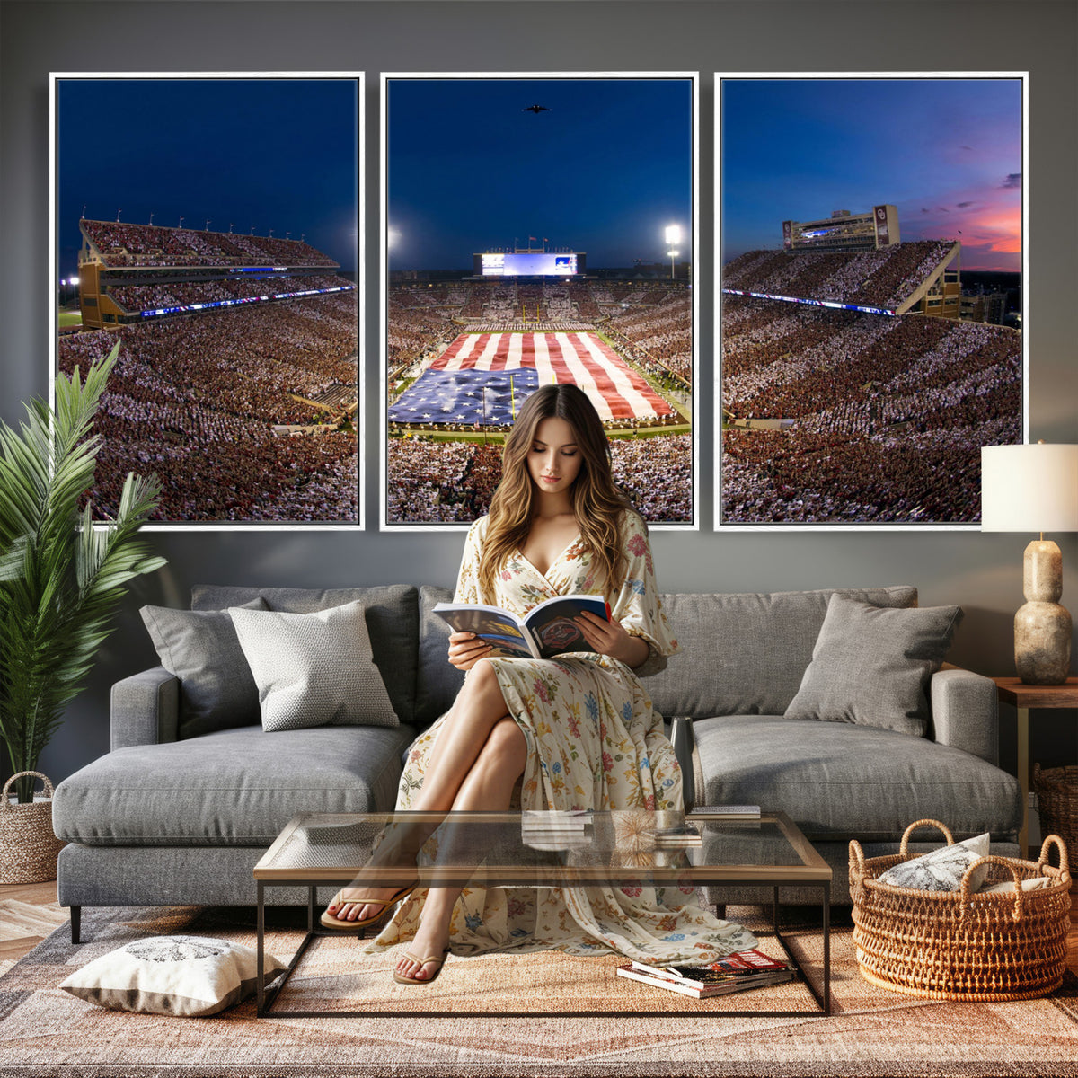 12979182-MGV-CV-36X24 - Oklahoma Sooners Memorial Stadium Wall Art Canvas Print