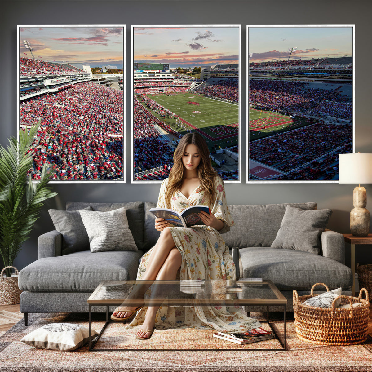 46571211-MGV-CV-36X24 - Donald W. Reynolds Razorback Stadium Wall Art Canvas Print – Arkansas Razorbacks Football Artwork for Home, Office, and Sports Room Decor