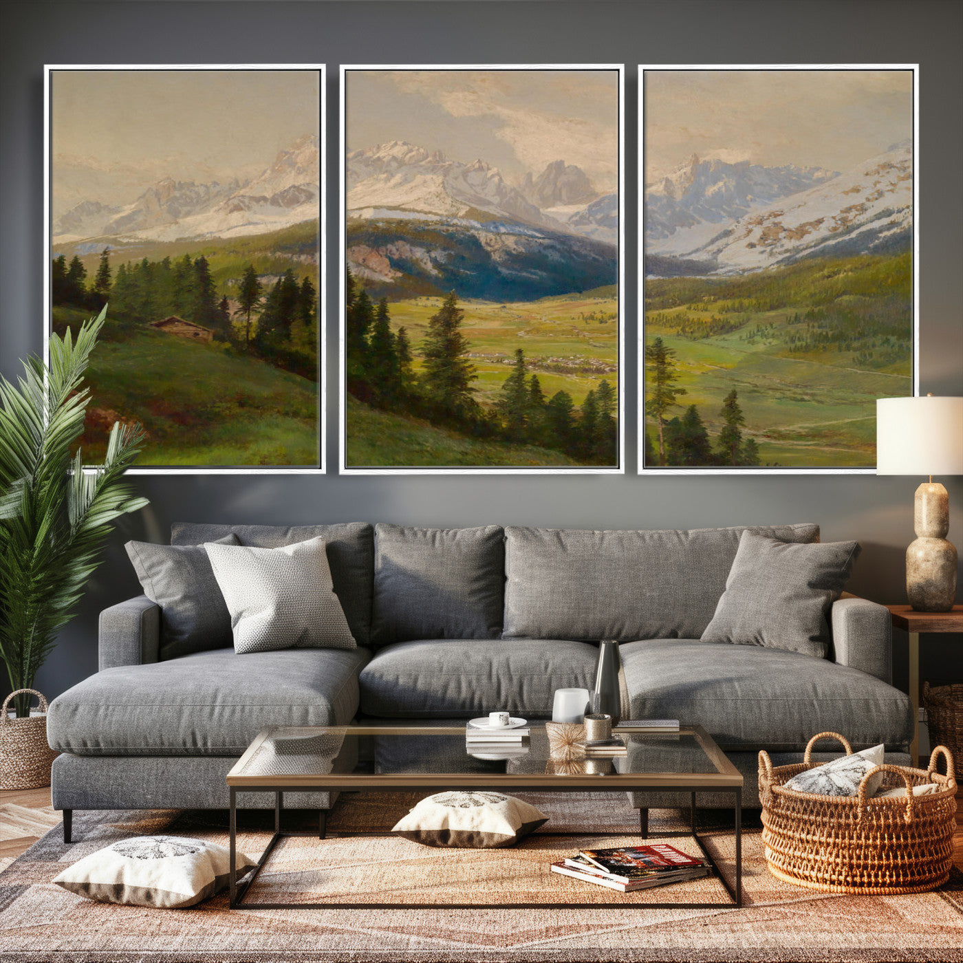 60864994-MGV-CV-36X24 - Konrad Petrides View From Mount Helm Wall Art Canvas Print - Watercolor Sexten and the Sextener Sonnenuhr Art Canvas Print