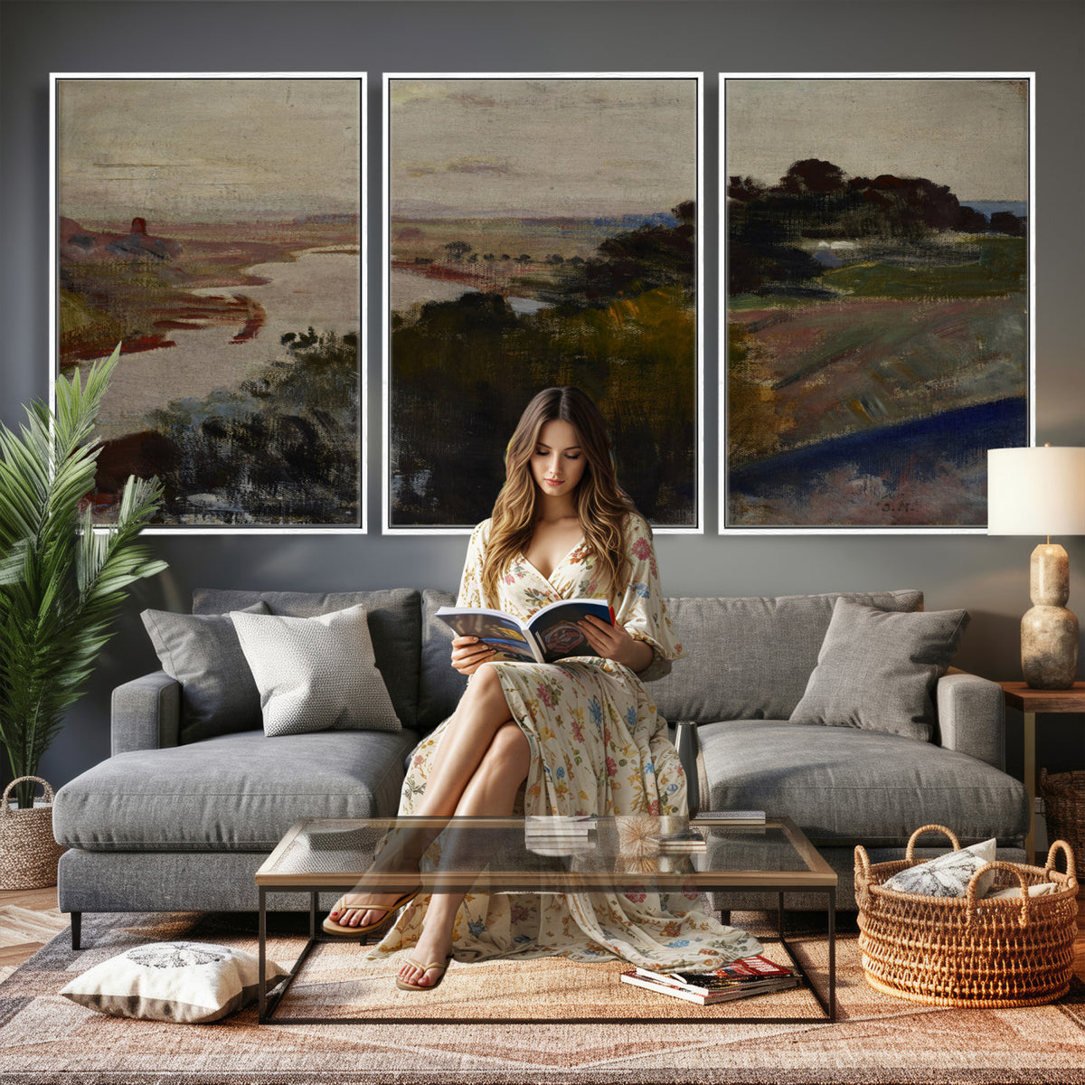 55507874-_Poster-30x20 - Jacek Malczewski Landscape at the Vistula Wall Art Canvas Print