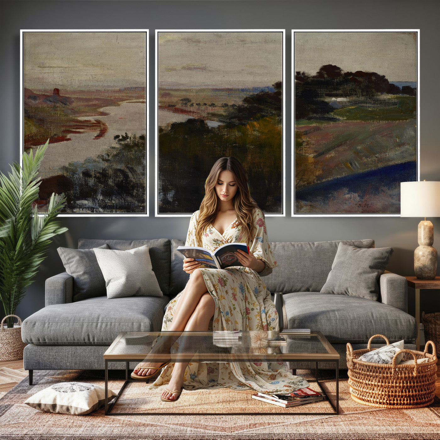 55507874-MGV-CV-36X24 - Jacek Malczewski Landscape at the Vistula Wall Art Canvas Print