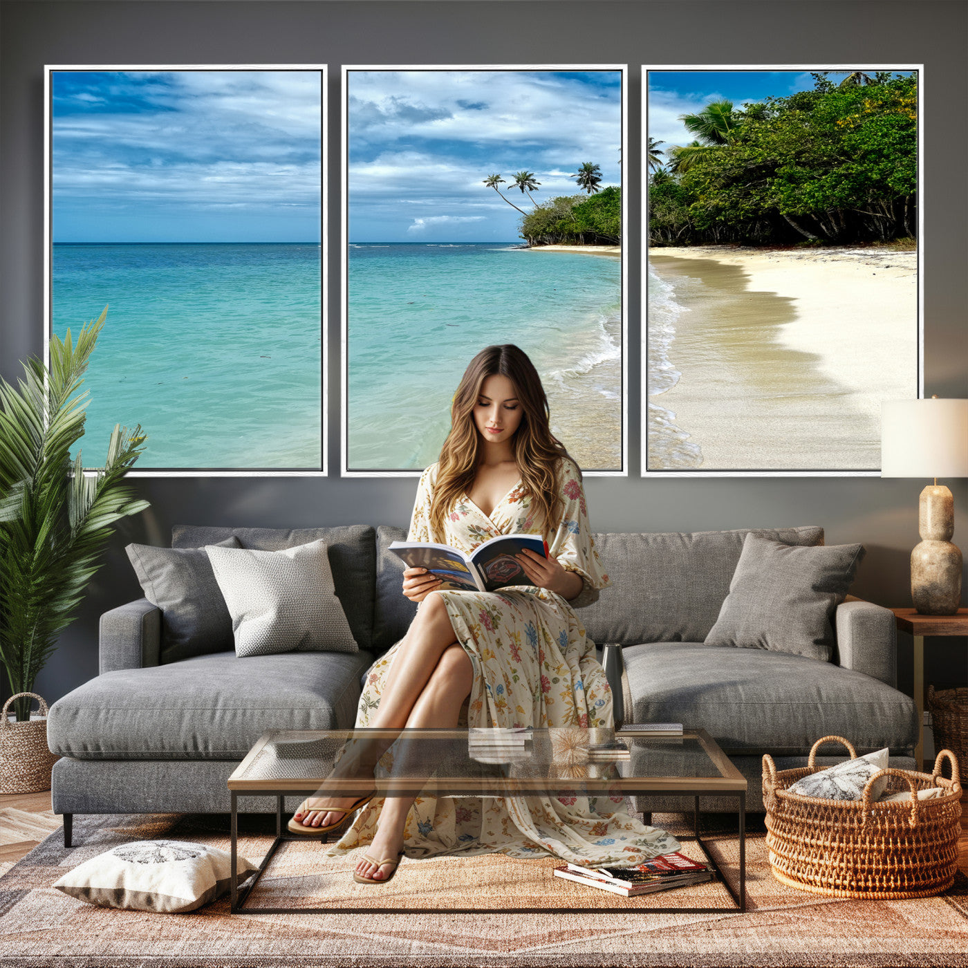 50626792-MGV-CV-36X24 - Puerto Rico Beach Paradise Wall Art – Tropical Coastal Print