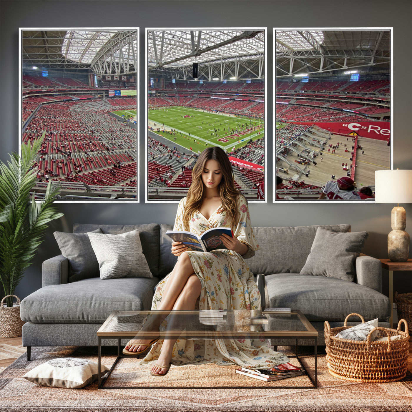 30579717-MGV-CV-36X24 - State Farm Stadium Canvas Wall Art, Arizona Cardinals Football Stadium Print, Glendale NFL Arena Panorama Artwork