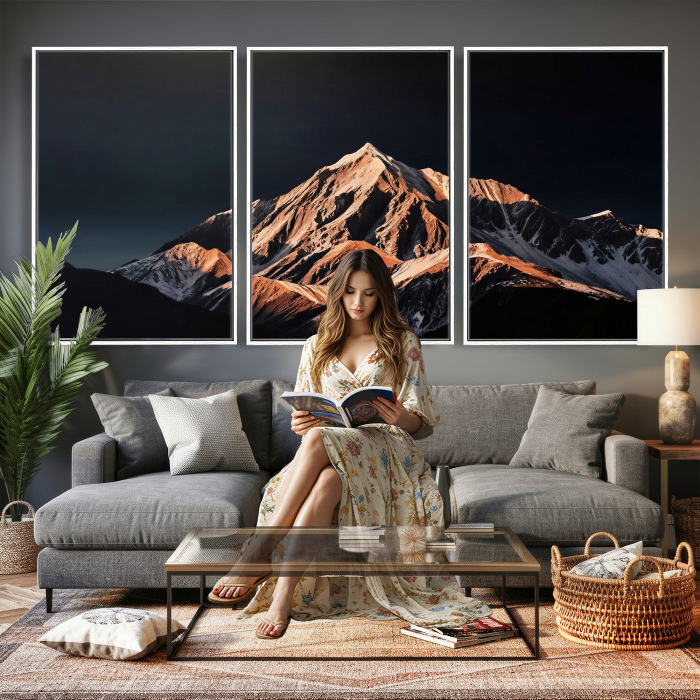 10196184-MGV-CV-36X24 - Snow Mountain Wall Art Canvas Print for Living Room Decor