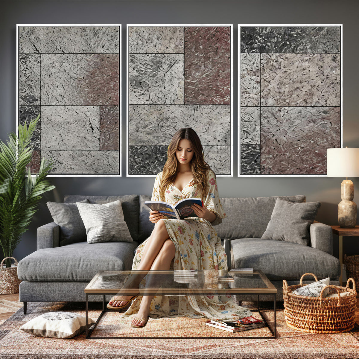 60787024-MGV-CV-36X24 - Modern Abstract Landscape Canvas Wall Art, Minimalist Nature Printing