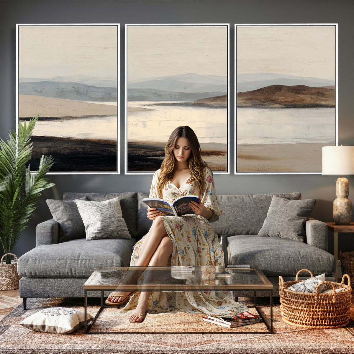 36873679-MGV-CV-36X24 - Modern Abstract Landscape Canvas Wall Art, Minimalist Nature Printing