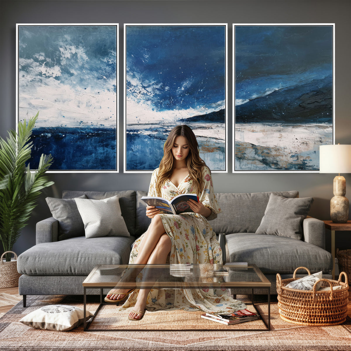 76136620-MGV-CV-36X24 - Extra Large Abstract Wall Art Canvas Print