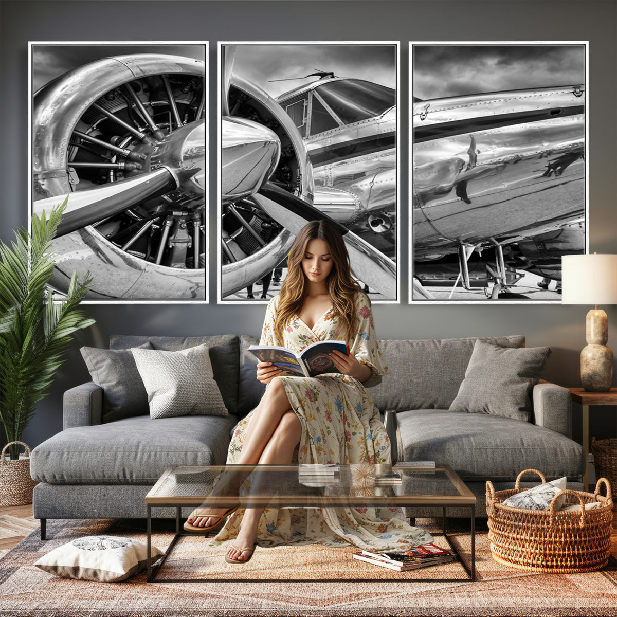 40672-MGV-CV-36X24 - Vintage Antique Airplane Wall Art Canvas Print