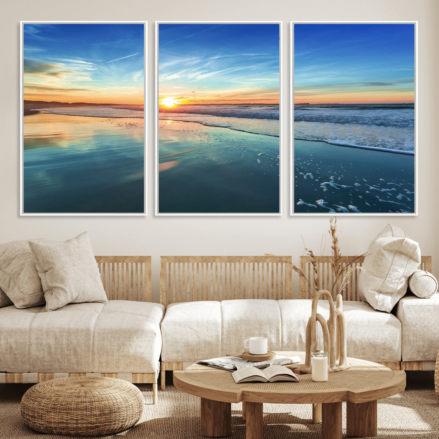 MGV-FC-60X30-3P - Blue Sky and Beach Wall Art Canvas Print