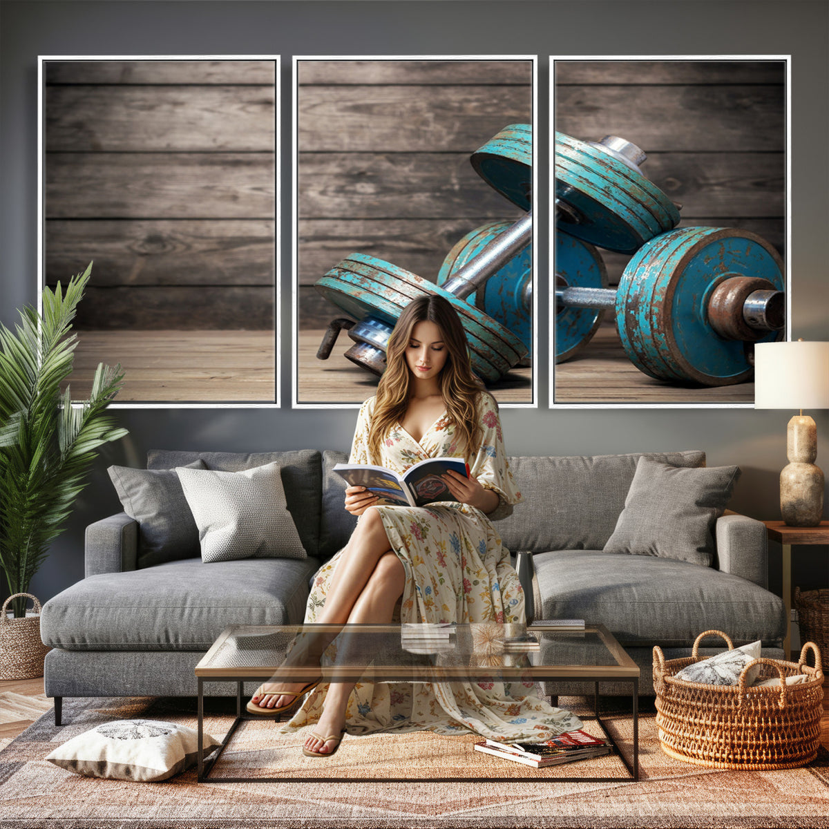 39364-MGV-CV-36X24 - Dumbbell and Sport Wall Art Canvas Print