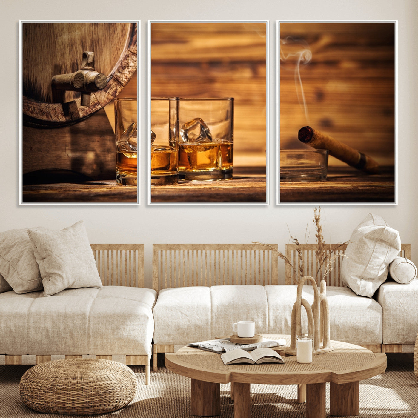 MGV-FC-60X30-3P - Rustic Whiskey and Barrel Canvas Print