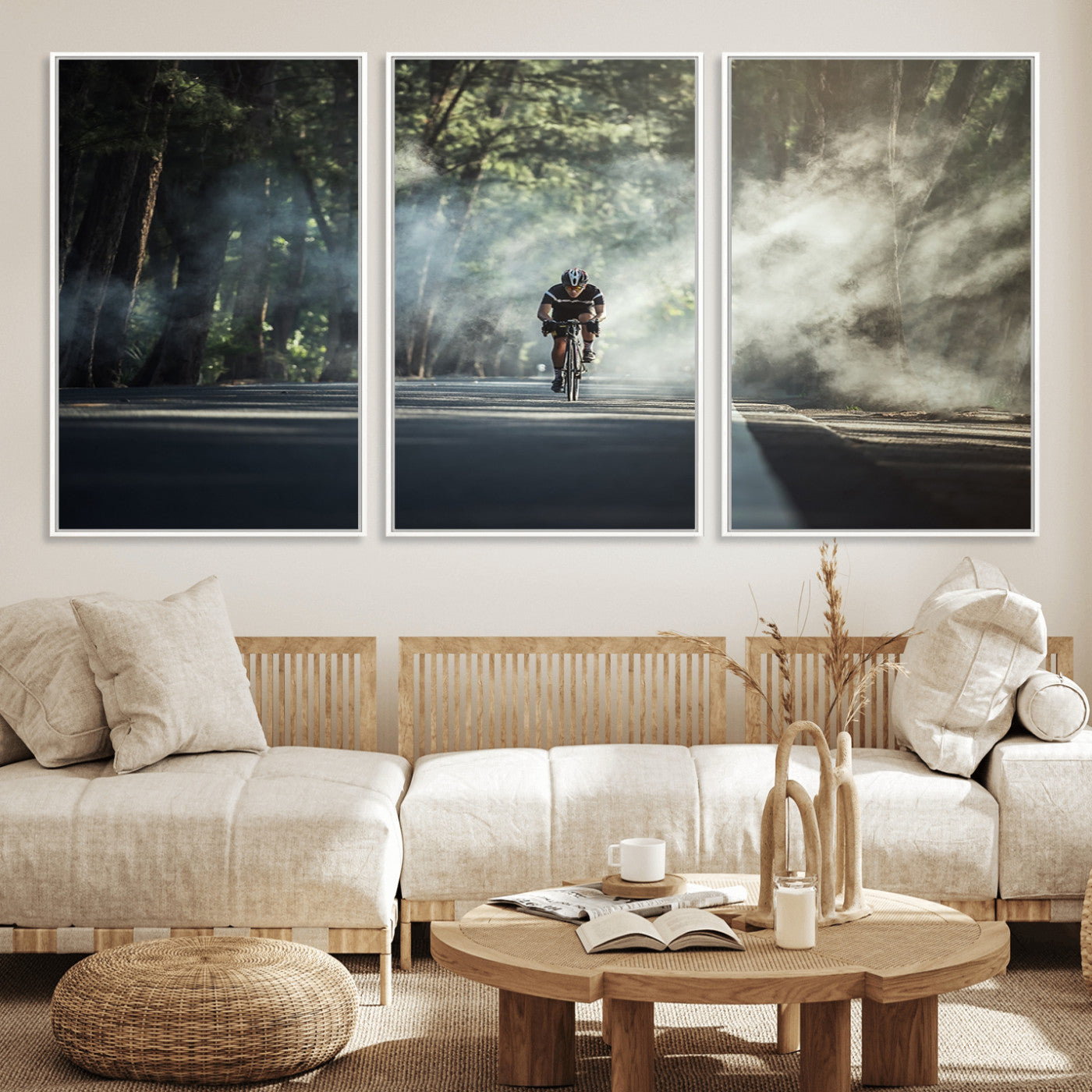 MGV-FC-60X30-3P - Cycling Road Bike in the Morning, Cycling Road Bike Canvas Print