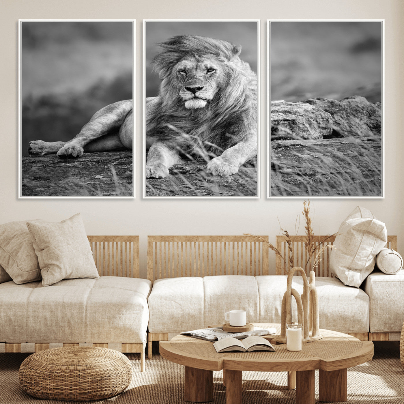 MGV-FC-60X30-3P - King of Forest Lion Wall Art Canvas Print