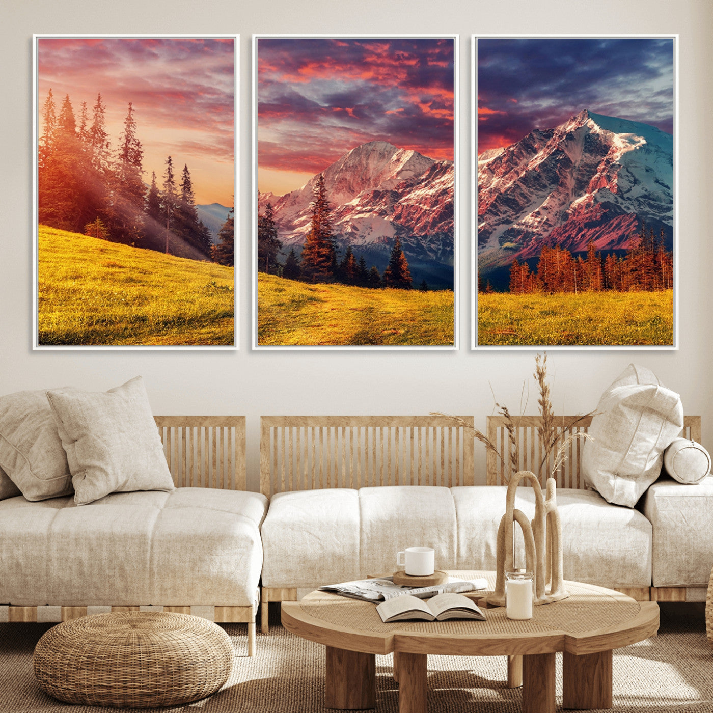 48448-MGV-CV-36X24-Mountain and Daylight Red Sunset Wall Art Canvas Print