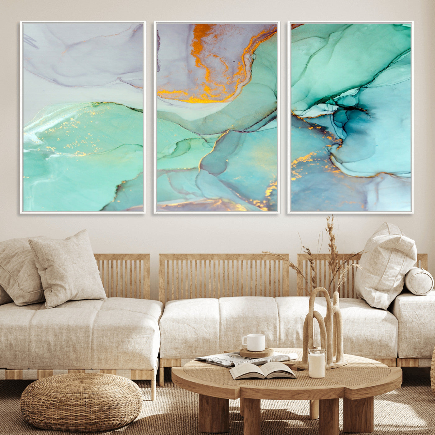 36934-MGV-CV-36X24-Colorful Marble Fluid Effect Canvas Wall Art Print