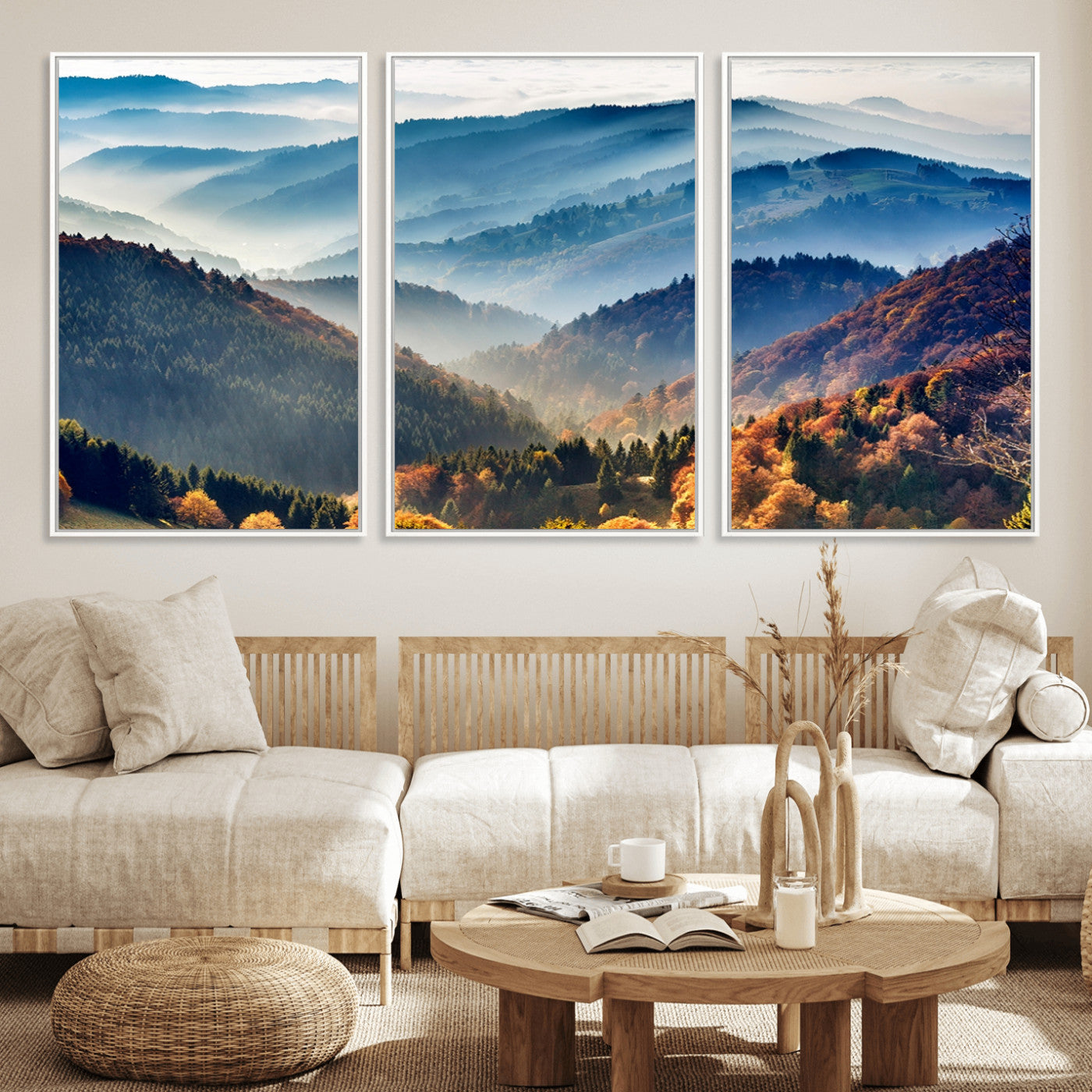 MGV-FC-60X30-3P - Mountains Forest Autumn Wall Art Canvas Print