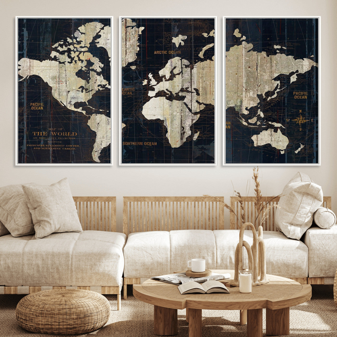 MGV-FC-60X30-3P - Push Pin World Map Canvas Print – Framed Wall Art for Couples to Track Their Travels – Anniversary
