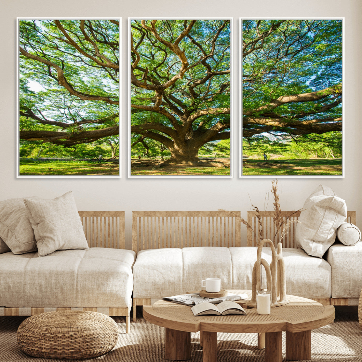 MGV-FC-60X30-3P - Angel Oak Tree Wall Art | Oak Canvas Print | Multi Panel Landscape Wall Art | Ready to Hang Wall Art
