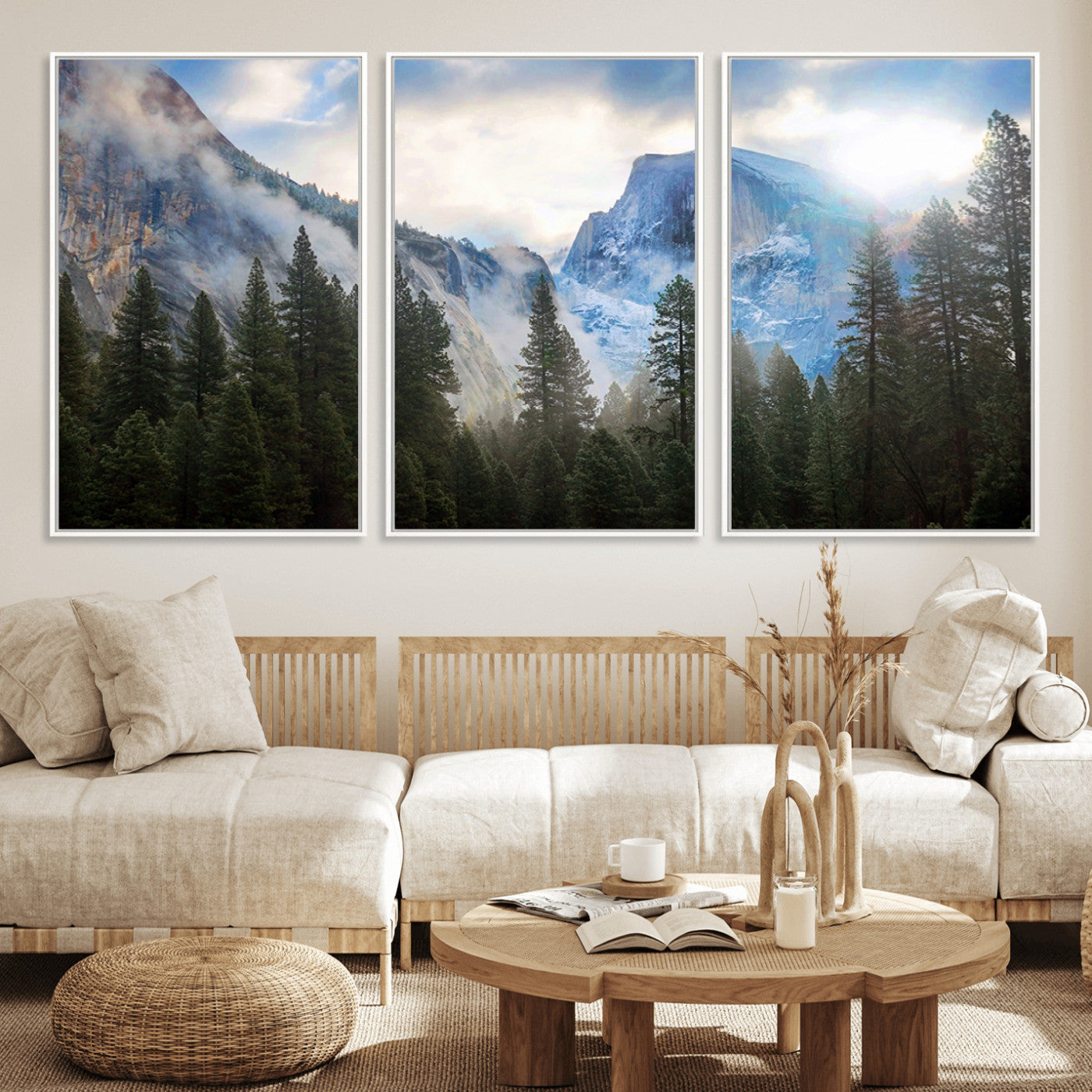 44943-MGV-FC-60X30-3P_White-Half Dome Yosemite Calinia Wall Art Canvas Print El Capitan