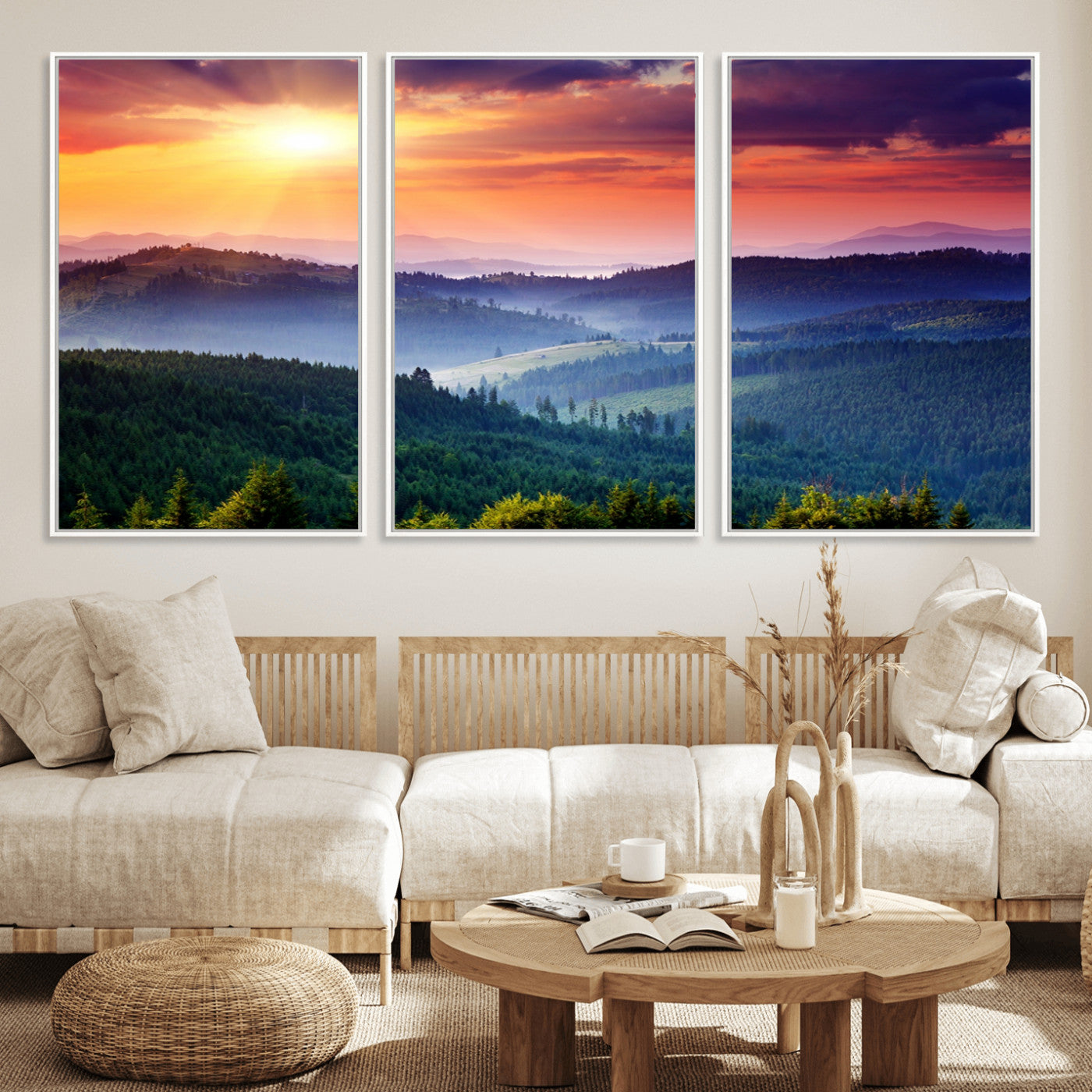 MGV-FC-60X30-3P - Mountain and Sunset Wall Art Canvas Print