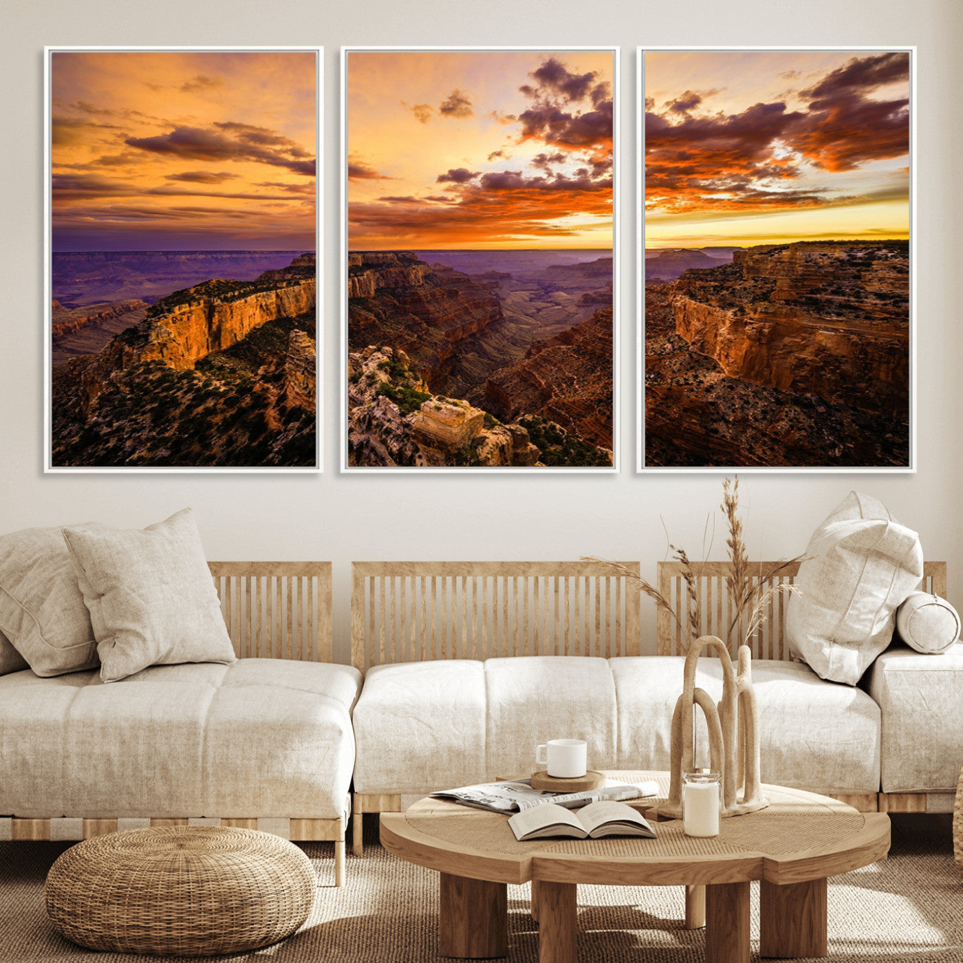 MGV-FC-60X30-3P - Mesmerizing Sunset from Grand Canyon Nal Park Wall Art, Grand Canyon Canvas Print