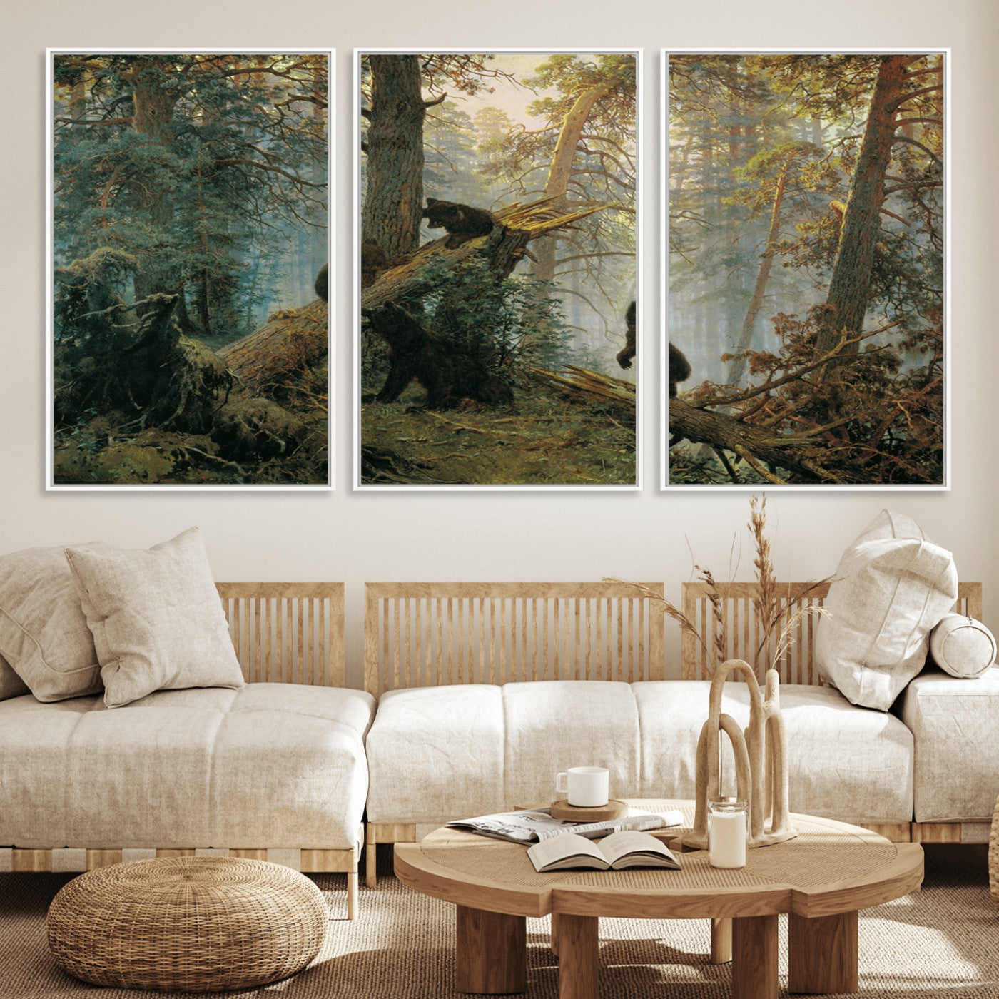 MGV-FC-60X30-3P - Grizzly Bear Cubs Wall Art Canvas Print